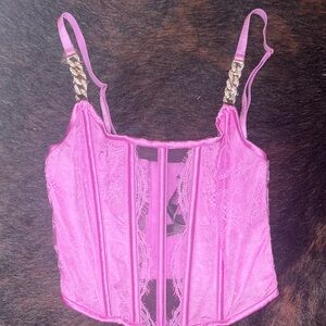 Victoria's Secret Pink Lace Bra with Gold Accents